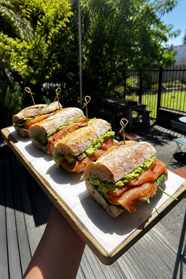 Sandwiches served outside in the Good Habit garden